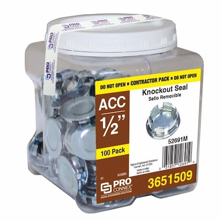 Sigma Engineered Solutions Knockout Seal, 0.3 in. H x 0.91 in. W, Steel 52691